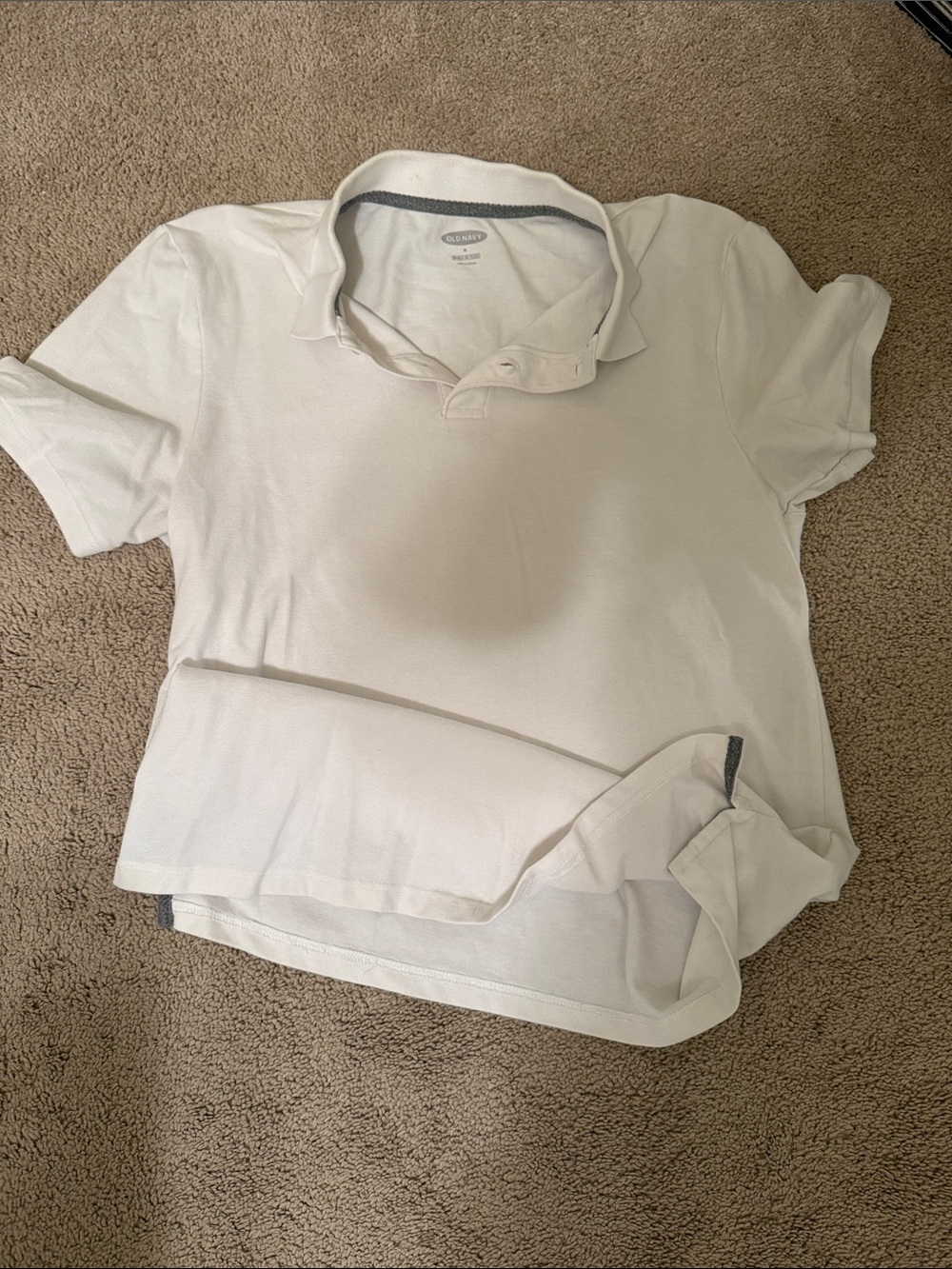Old Navy White Polo with Dark Gray Neck Trim